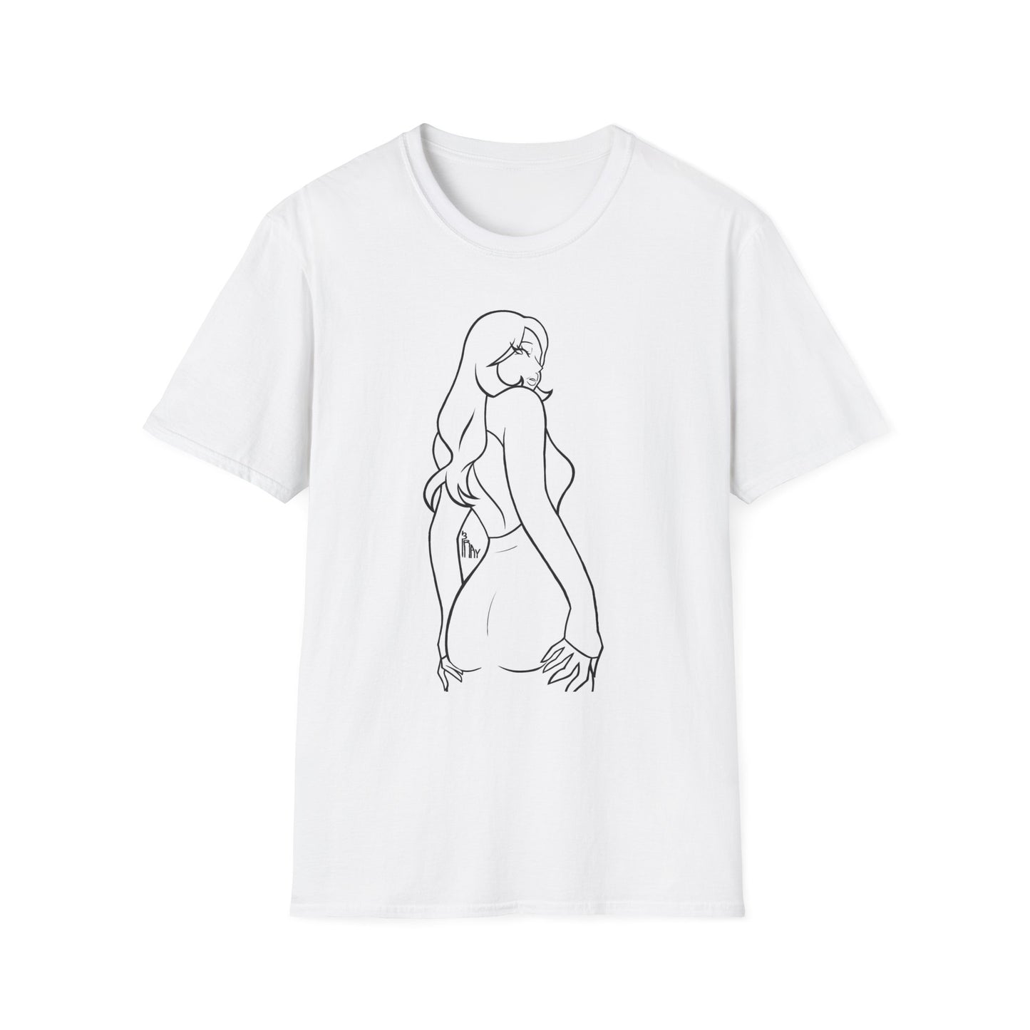 Minimal Line Art Woman T‑Shirt — Chic Feminine Outline Graphic Tee